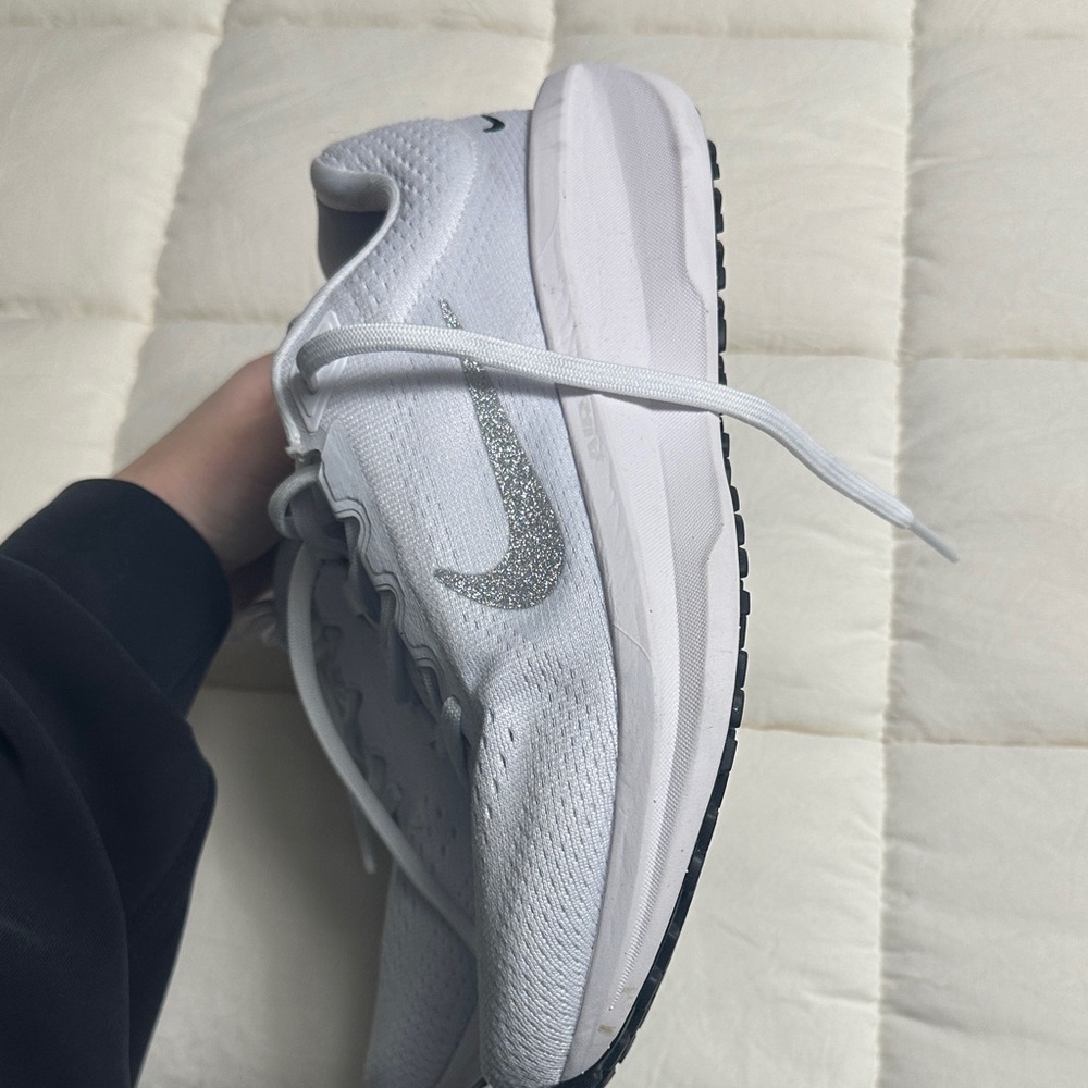 Nike White and Silver Athletic Sneakers